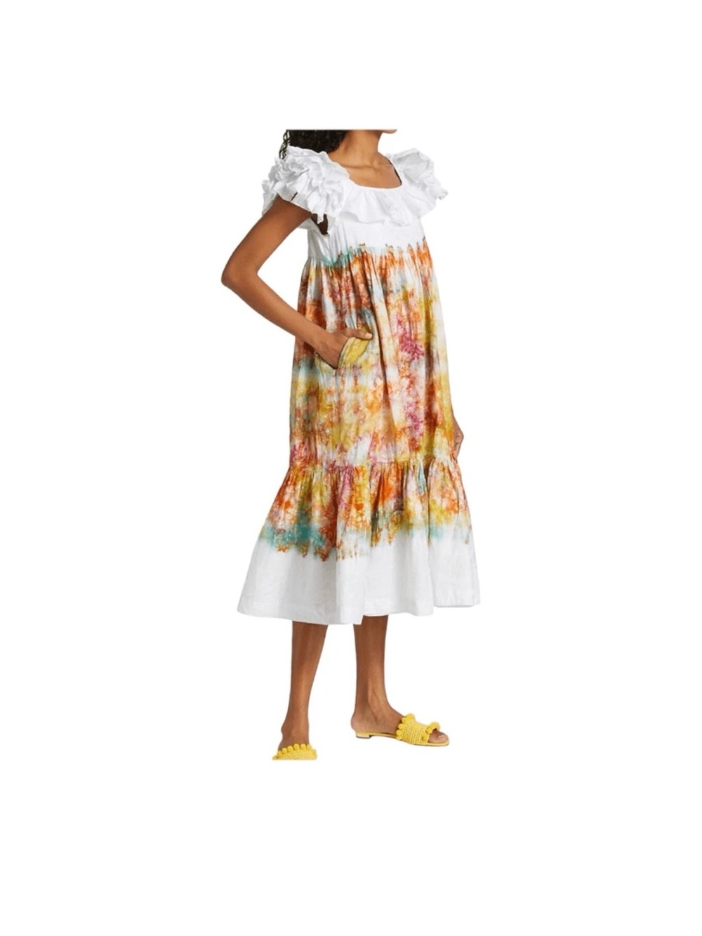 Busayo Folake Printed Ruffle Dress Size S